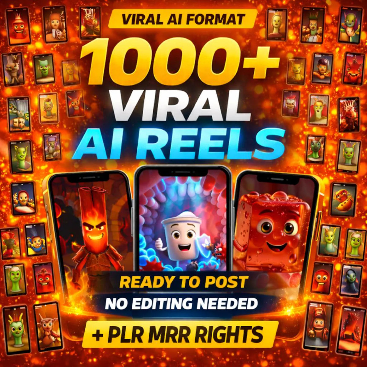 1000+ Viral AI Reels Bundle TikTok Instagram YouTube Shorts Ready To Post Faceless Content PLR MRR Resell Rights