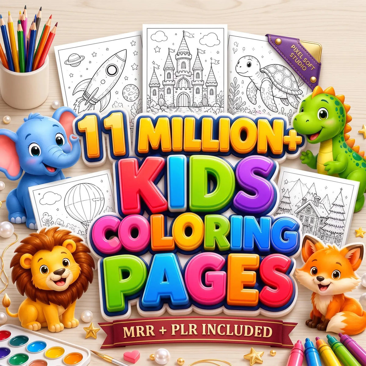 11 million Kids Coloring Pages Bundle Printable Worksheets Homeschool Learning Games PLR MRR Commercial Use Digital Download