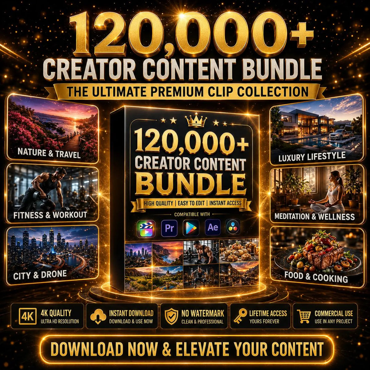 120,000+ Premium Video Clips Bundle | 4K Stock Footage, Reels, B-Roll, TikTok Instagram YouTube Content