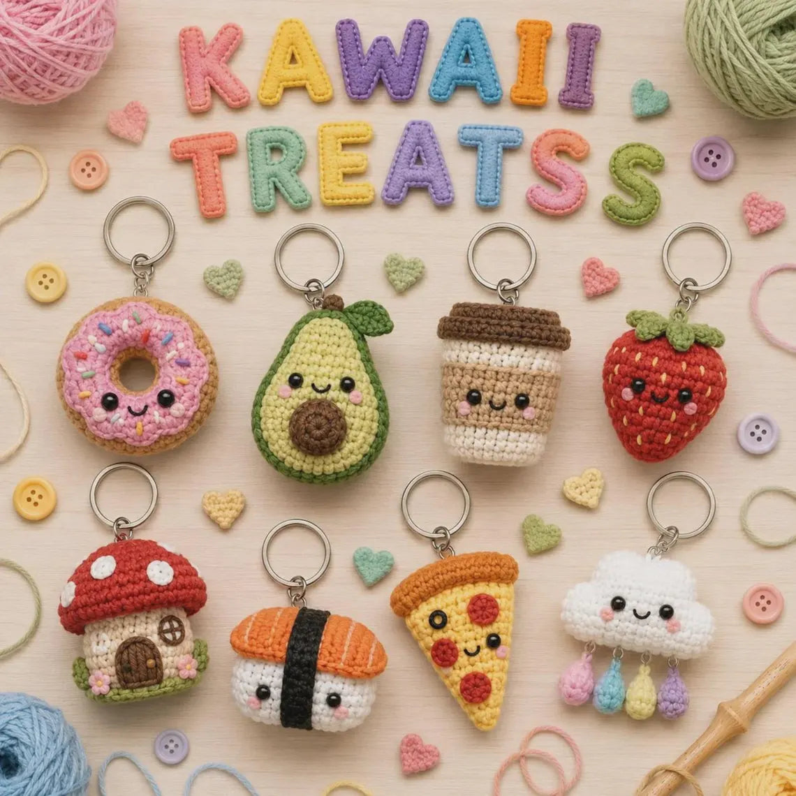 130+ Crochet Keychain Patterns Bundle, Amigurumi Mini PDF (Digital Download)