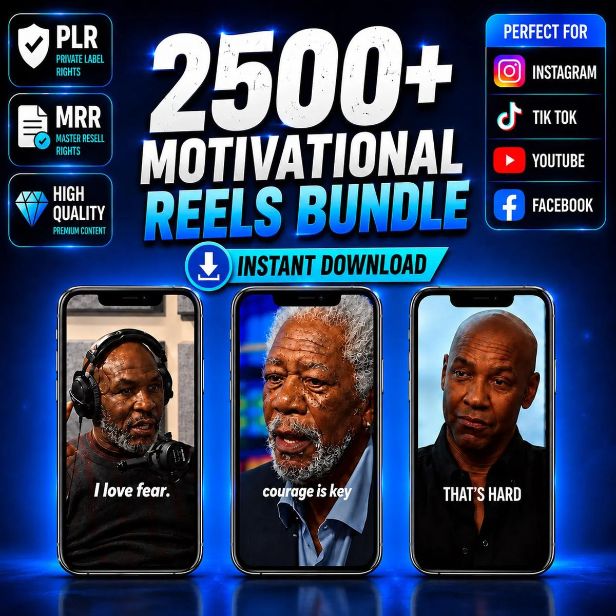 2500+ Motivational Reels Bundle | Business Motivation Videos | TikTok, Instagram Reels & YouTube Shorts | PLR MRR | Digital Download