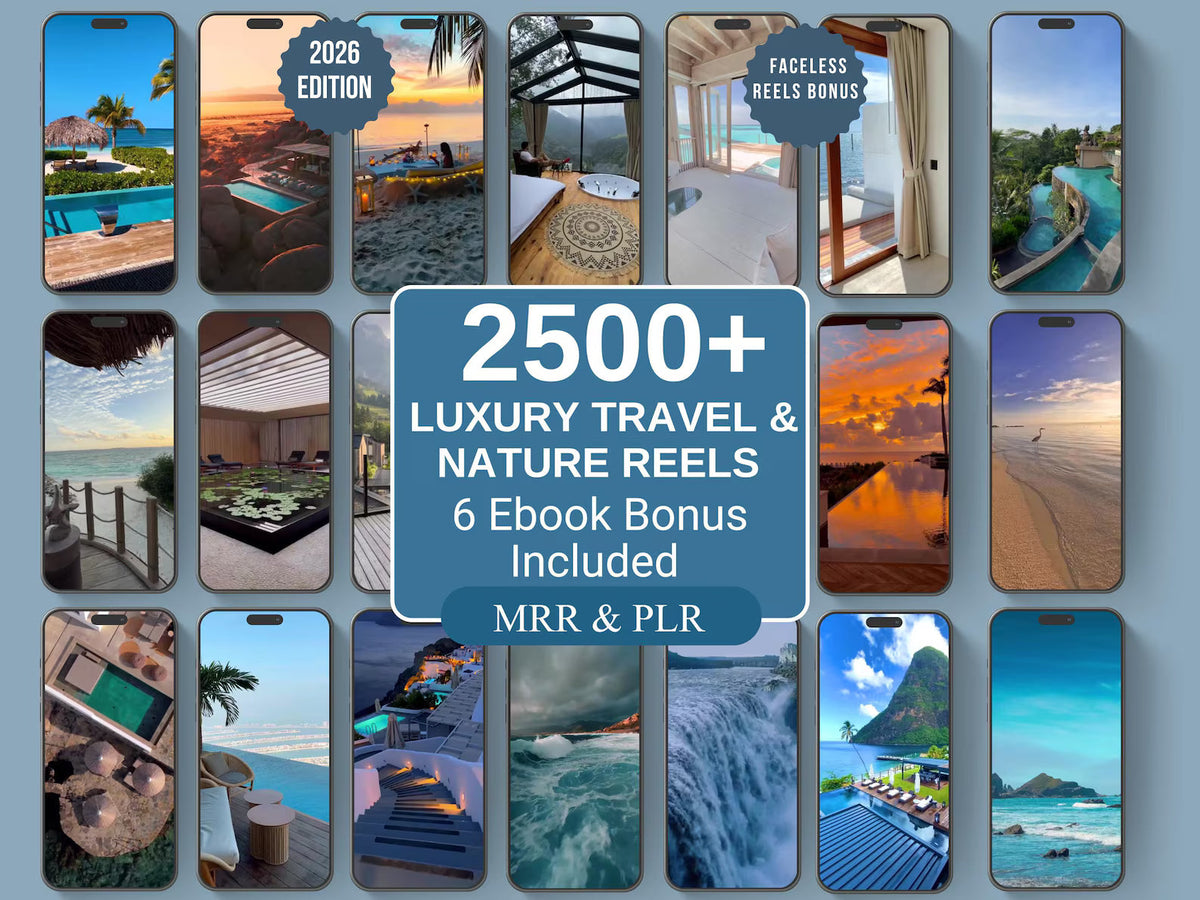2500+ Travel & Nature Reels Viral Social Media Video Bundle MRR PLR Rights Instant Download