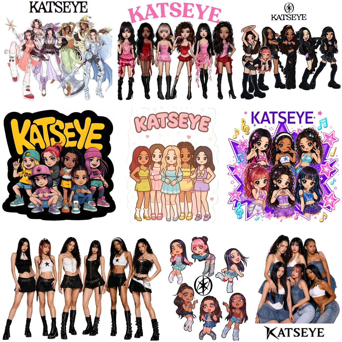 250+Katseye "Beautiful Chaos Tour" T-Shirt PNG Bundle Ready to Print, Retro Pop Vibes Graphic PNG, Beautiful Chaos Vintage Aesthetic PNG