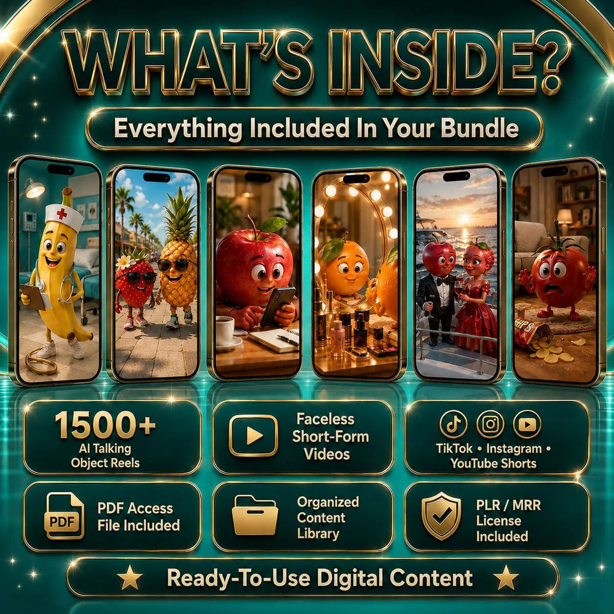 5000+ New AI Reels Bundle Faceless Talking Object Videos TikTok Instagram YouTube Shorts Ready To Post PLR MRR Resell Rights