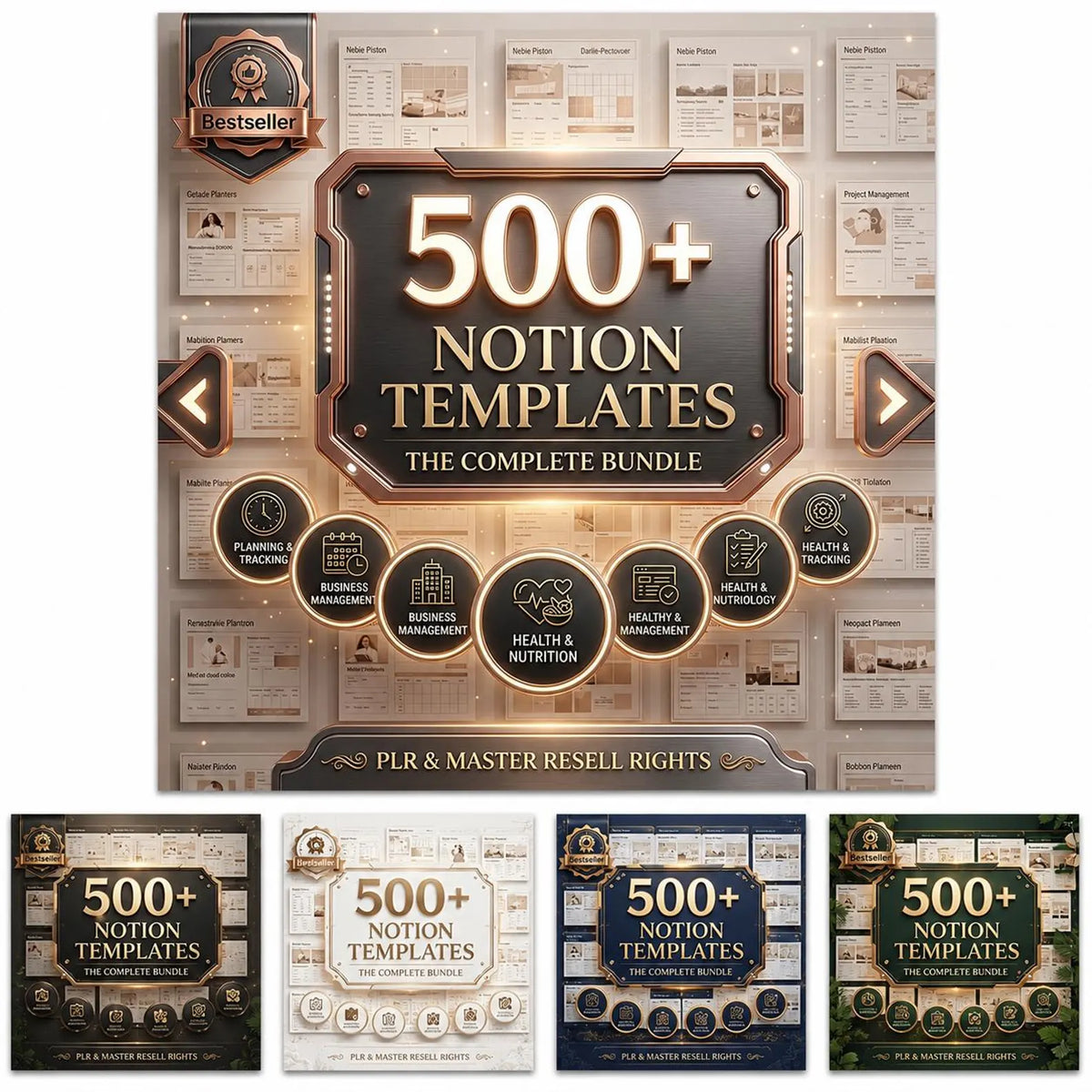 500+ Notion Templates Bundle PLR & Master Resell Rights MRR - Editable Planners B01
