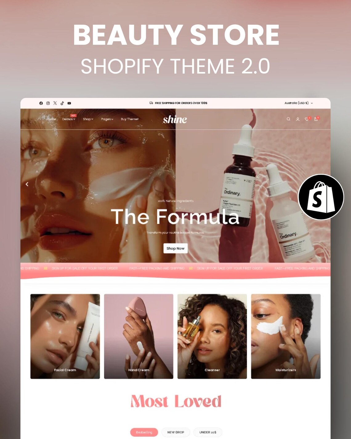 Beauty Shopify Theme : Modern, Clean Cosmetics Store, SEO Optimized OS 2.0