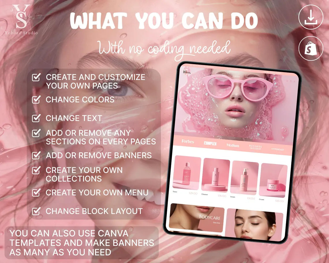 Beauty & Skincare Shopify Store Theme | Cosmetics Ecommerce Template | Modern Self-Care Website Design