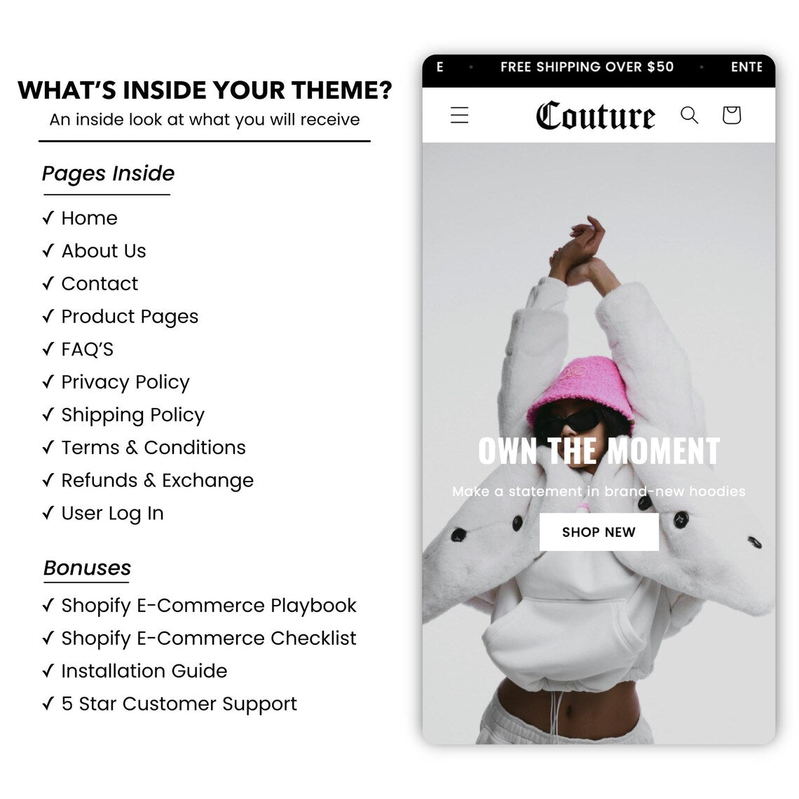 Couture Shopify Theme | Shopify Theme Template | Fashion Shopify Theme | Shopify Clothing | Website Design Template | Shopify Website