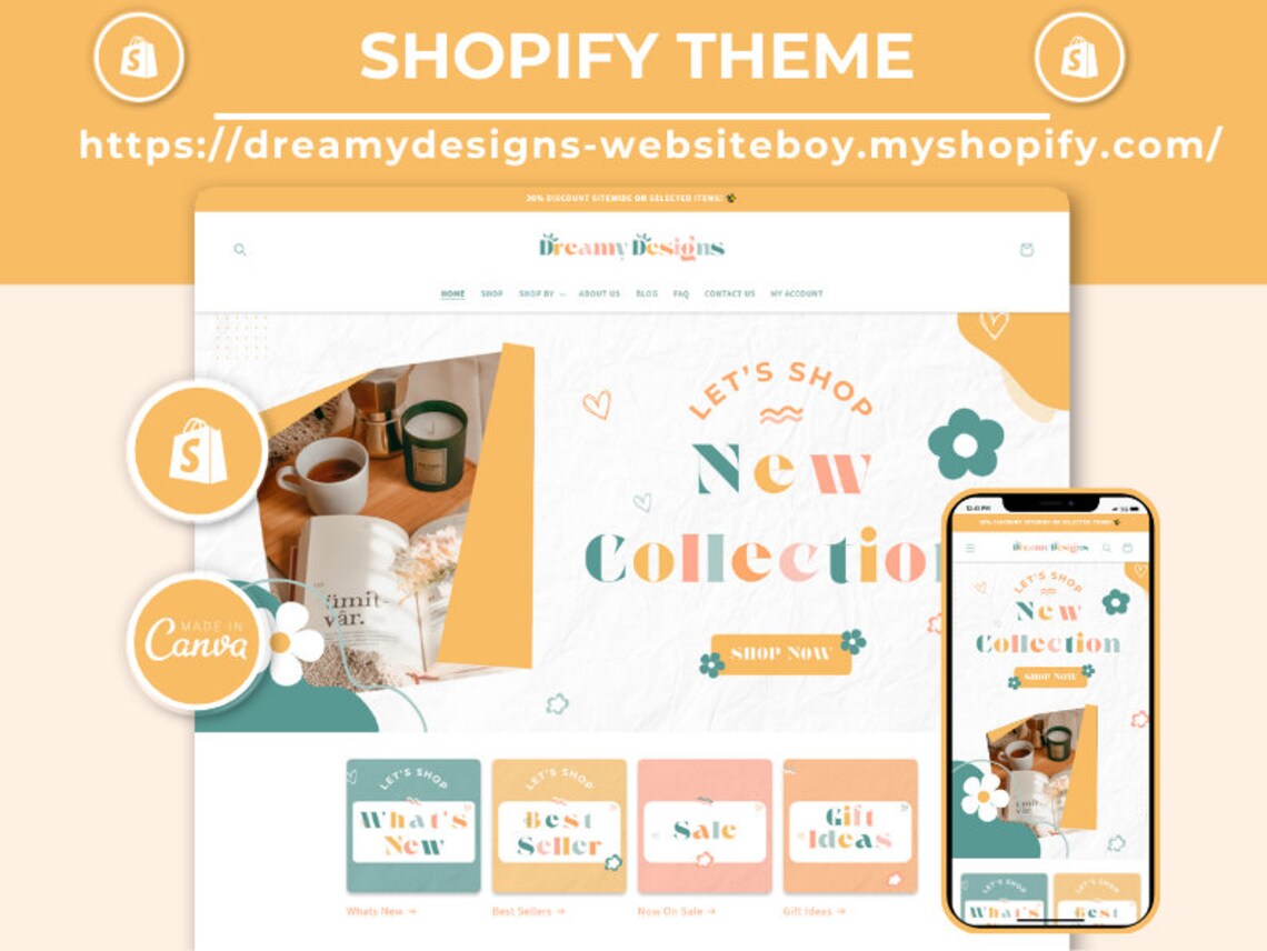Dreamy Designs Shopify Theme | Colorful Shopify Theme Website Template | OS 2.0