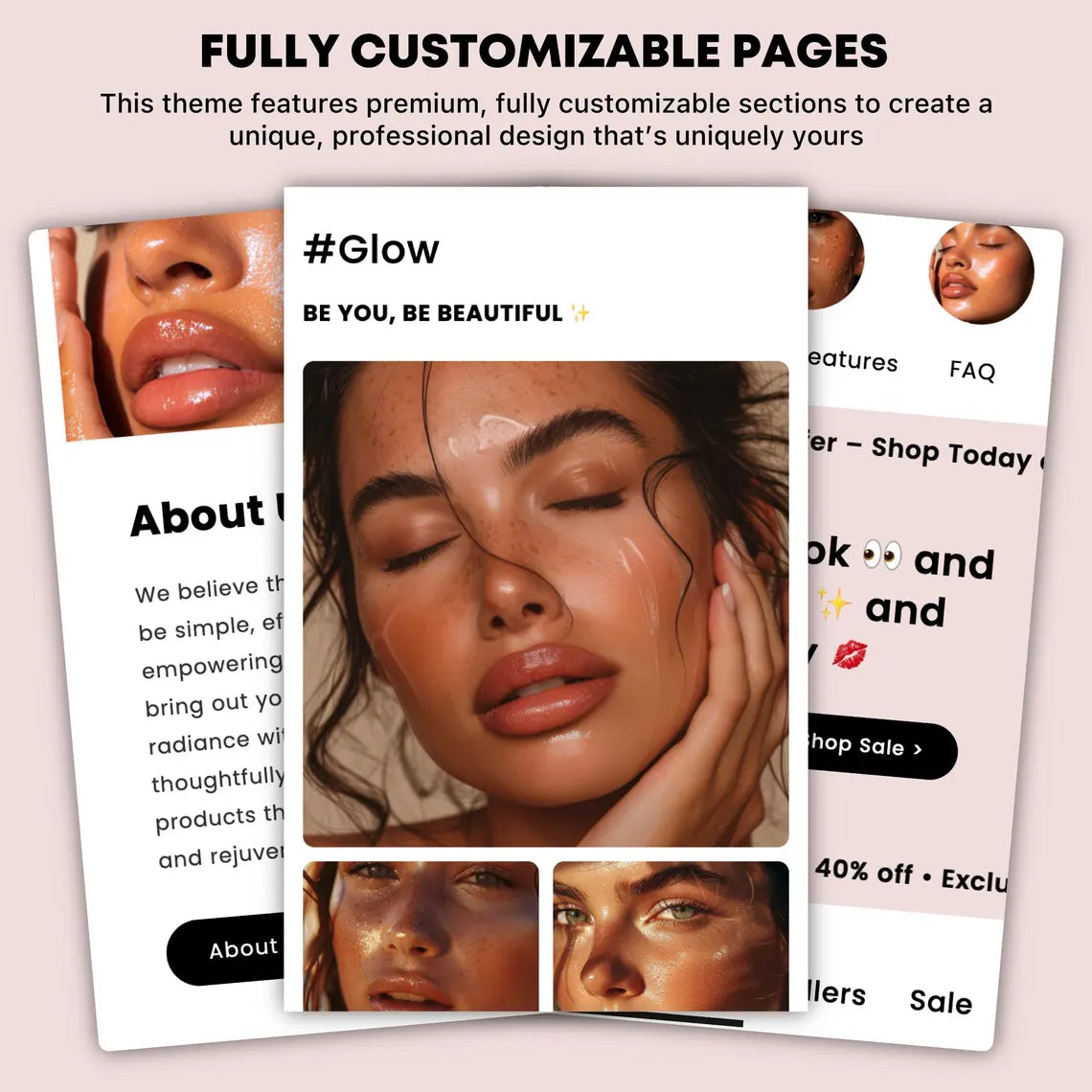 Glow Skin Shopify Theme | Shopify Theme Template | Premium Shopify Theme | Shopify Theme | Website Design Template | Shopify Website