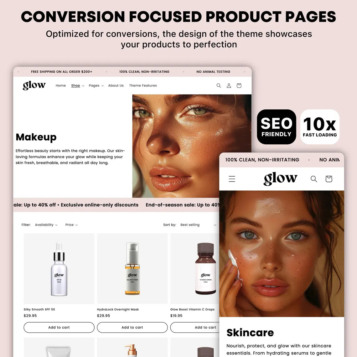 Glow Skin Shopify Theme | Shopify Theme Template | Premium Shopify Theme | Shopify Theme | Website Design Template | Shopify Website