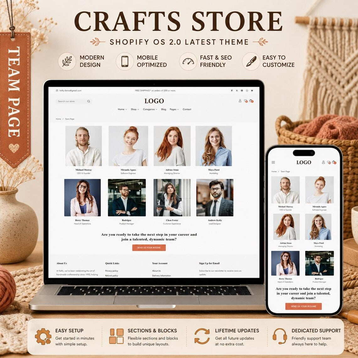 Handmade Shopify Theme | Craft Store Template, Artisan Boutique Website, Shopify OS 2.0