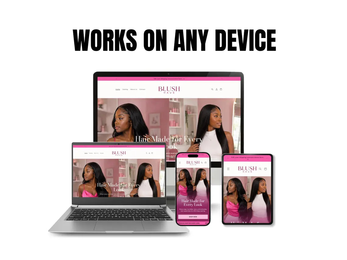 Pink Wig & Hair Extensions Shopify Theme Hair Bundle Website Template HD Lace Wig Store Beauty Brand Hair Vendor Website