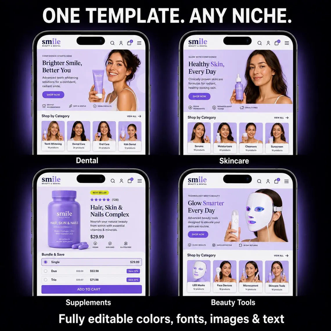 Smile Shopify Template | High Converting Shopify Store | Cart Upsells & Bundle Save Built-In | No Paid Apps Needed | Dental Beauty