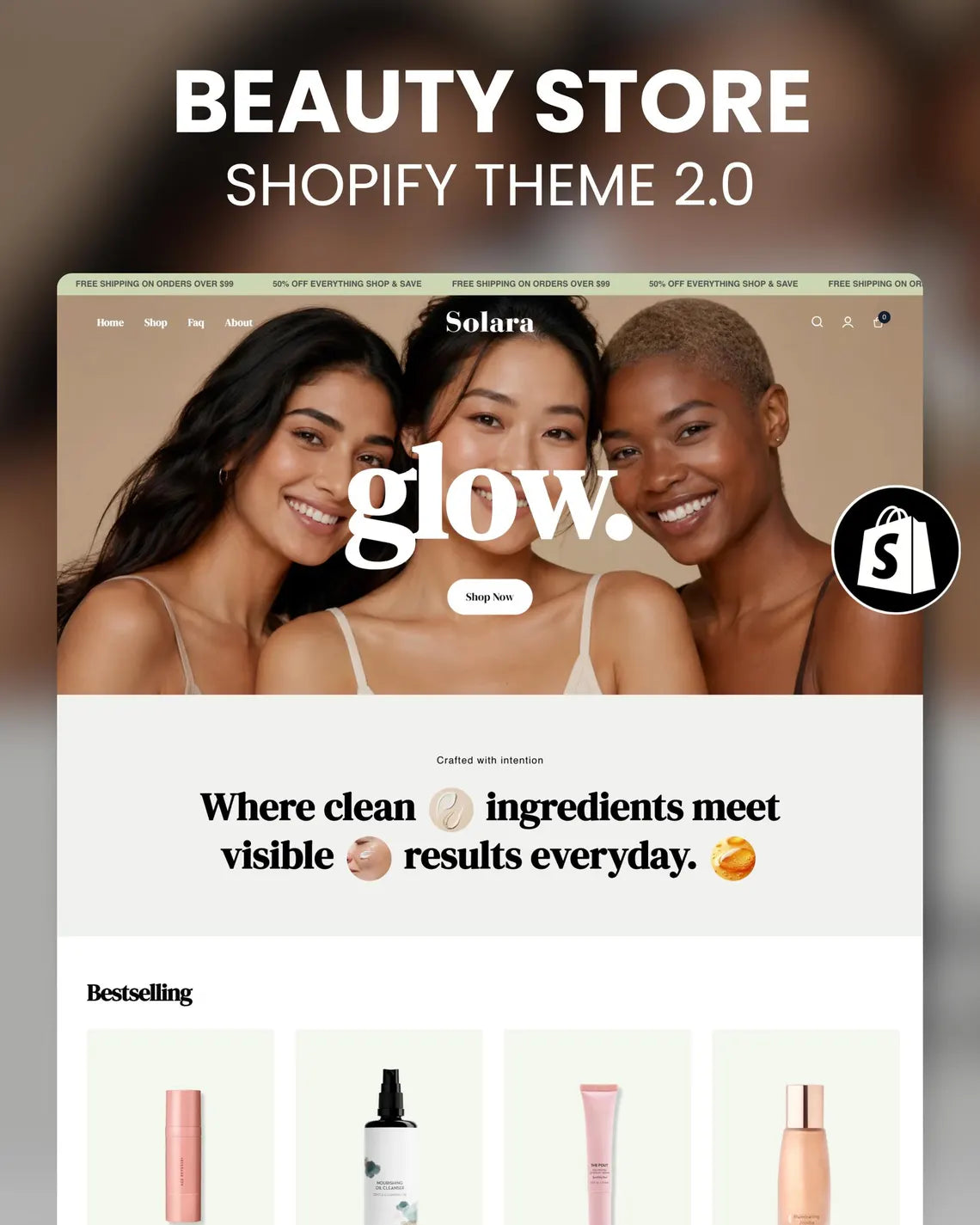 Solara Beauty Shopify Theme : Skincare Website Template, Clean Cosmetics & Wellness Website