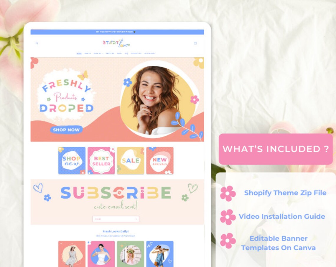 Start Love Shopify Theme | Pastel Floral Boutique Website Template | OS 2.0