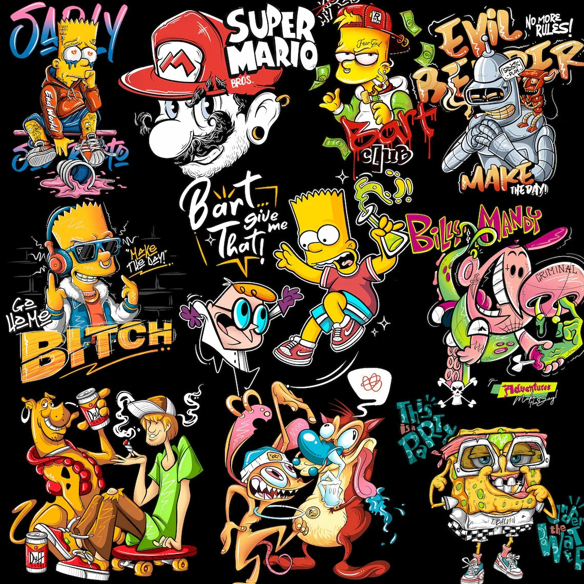 Streetwear png Bundle, Tshirt Design Bundle, T-Shirt Print Design, Hip Hop digital download, T-Shirt Pod Design Pack, Trendy Urban PNG