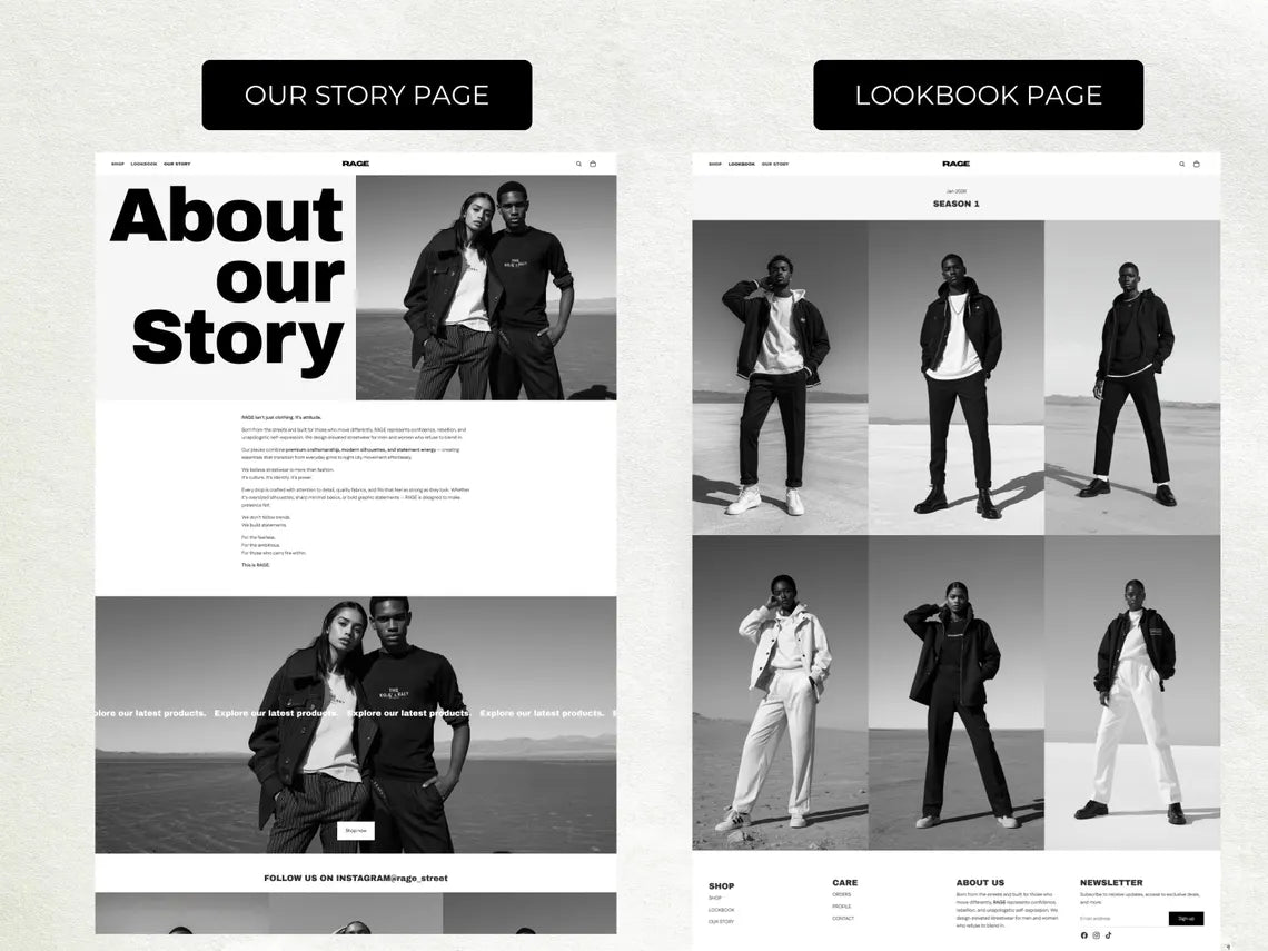 Streetwear shopify Theme website template for fashion clothing brand