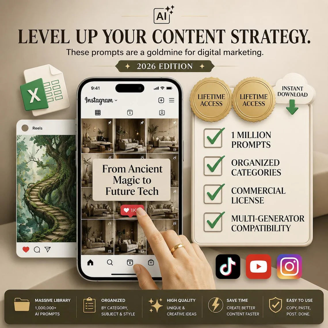 1,000,000+ AI Prompts Collection 150 000+ ChatGPT Prompts, Complete ai manual | Midjourney, ChatGPT, DALLᄋE, Leonardo AI & Stable Diffusion