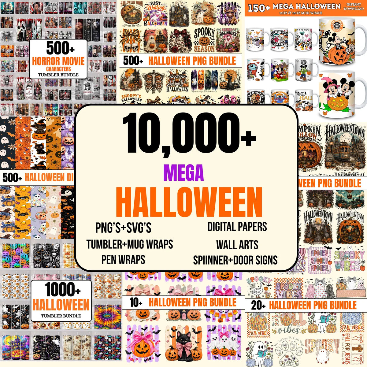 10,000 Halloween Mega Bundle Png Halloween Horror Png Spooky Vibes Png Trick Or Treat Retro Halloween Png Bundle Fall Png Bundle Svg
