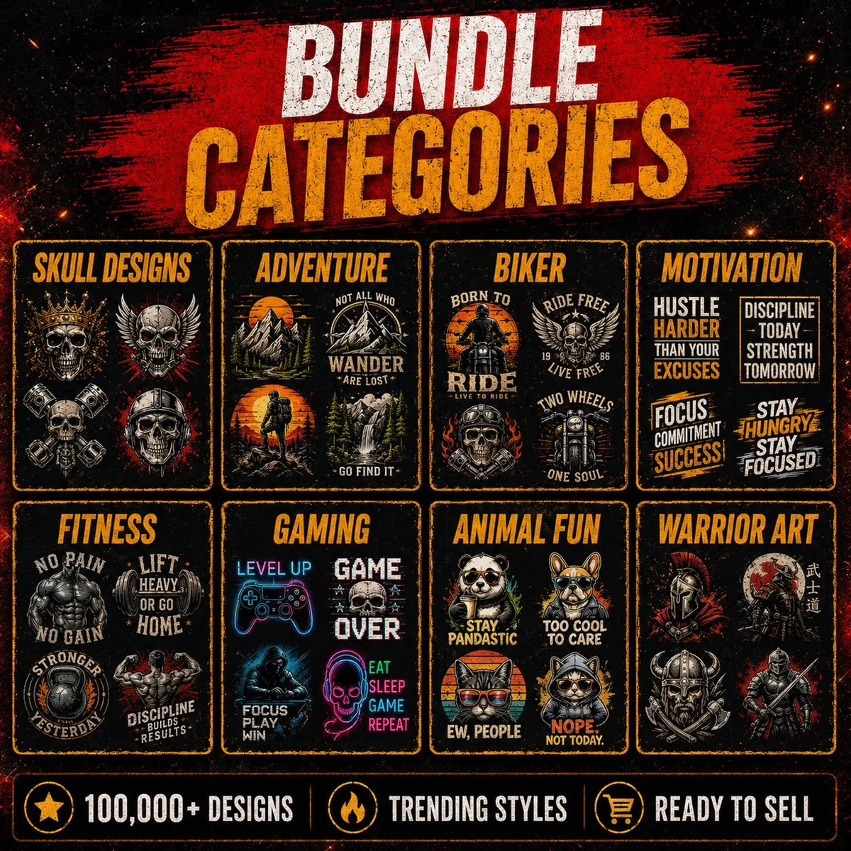 100,000+ T-Shirt Design Bundle | Graphic Tees, Vintage, Trendy, Pop Culture, Print-on-Demand, Editable Digital Download