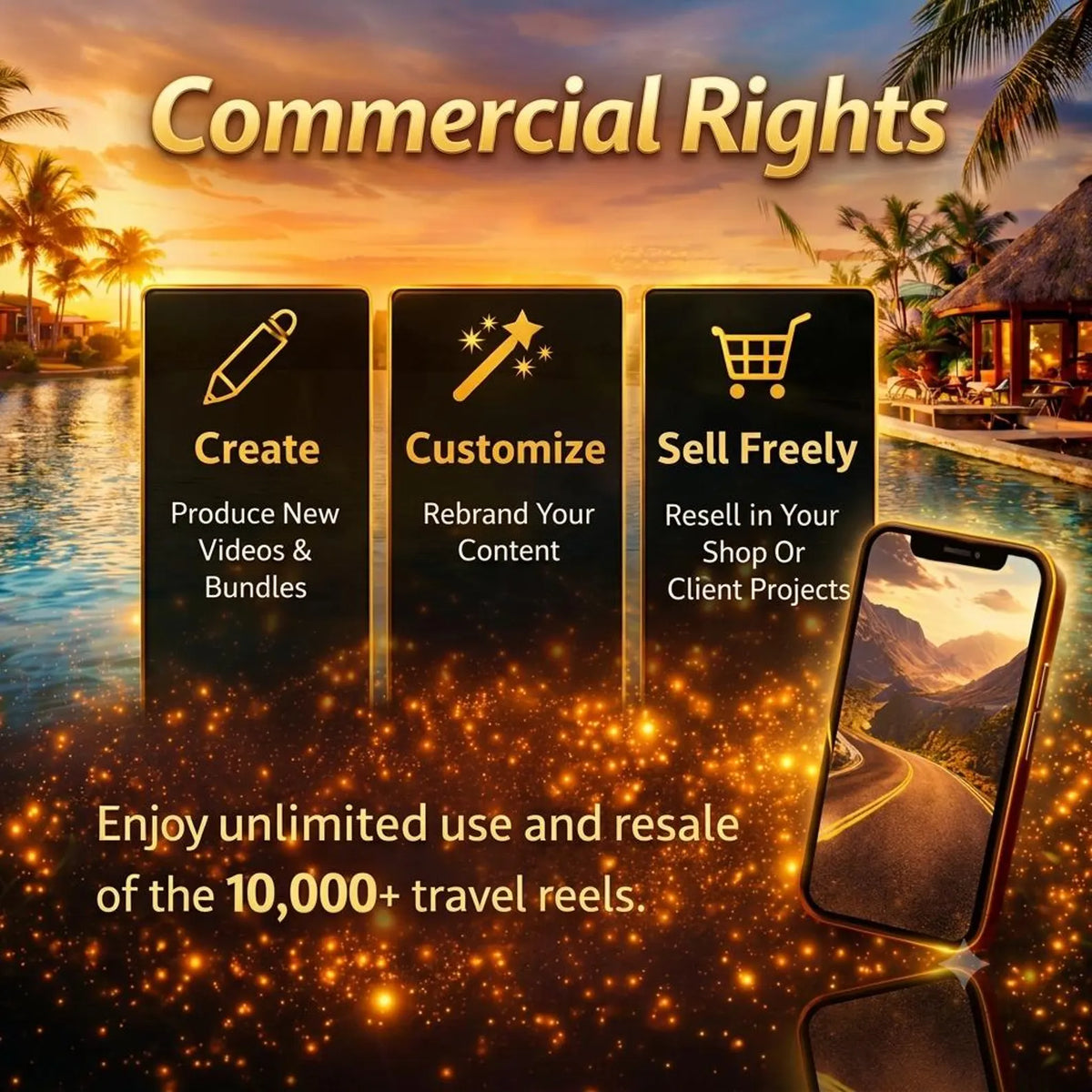10,000+ Viral Travel Reels MP4 Pack, Faceless Videos, PLR MRR