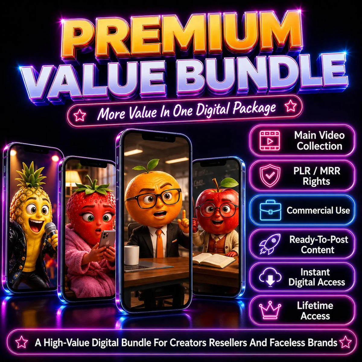 1500+ AI Reels Bundle Talking Object Videos Faceless TikTok Instagram YouTube Shorts Ready To Post PLR MRR Resell Rights