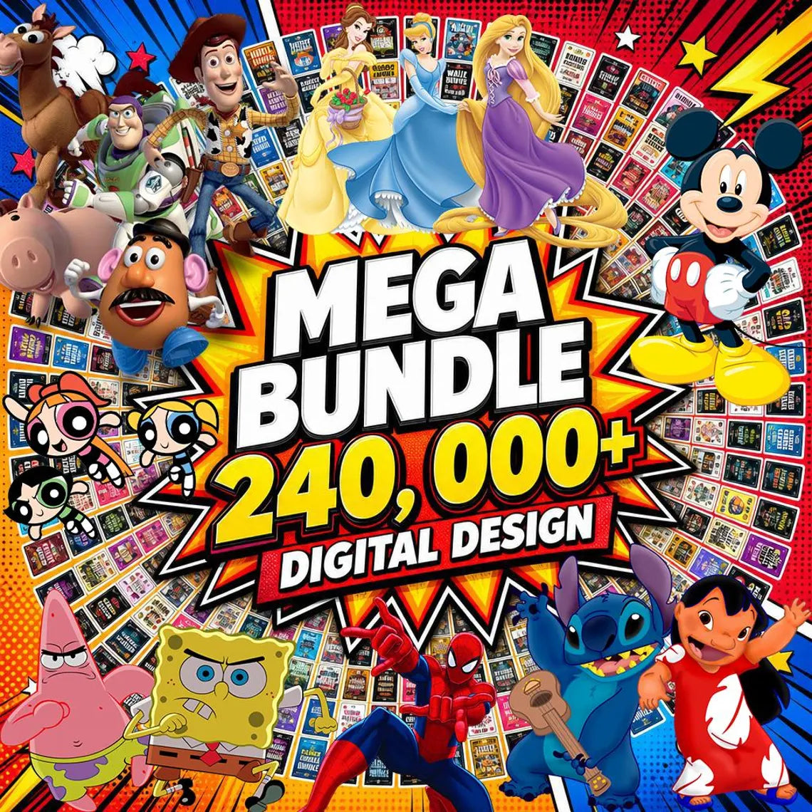 240000+ Mega Svg Bundle Files, Dtf Designs, Cricut Files, Lifetime Access, Insant Download, For Etsy Sellers,Holiday Svg,Cartoon Svg Bundle