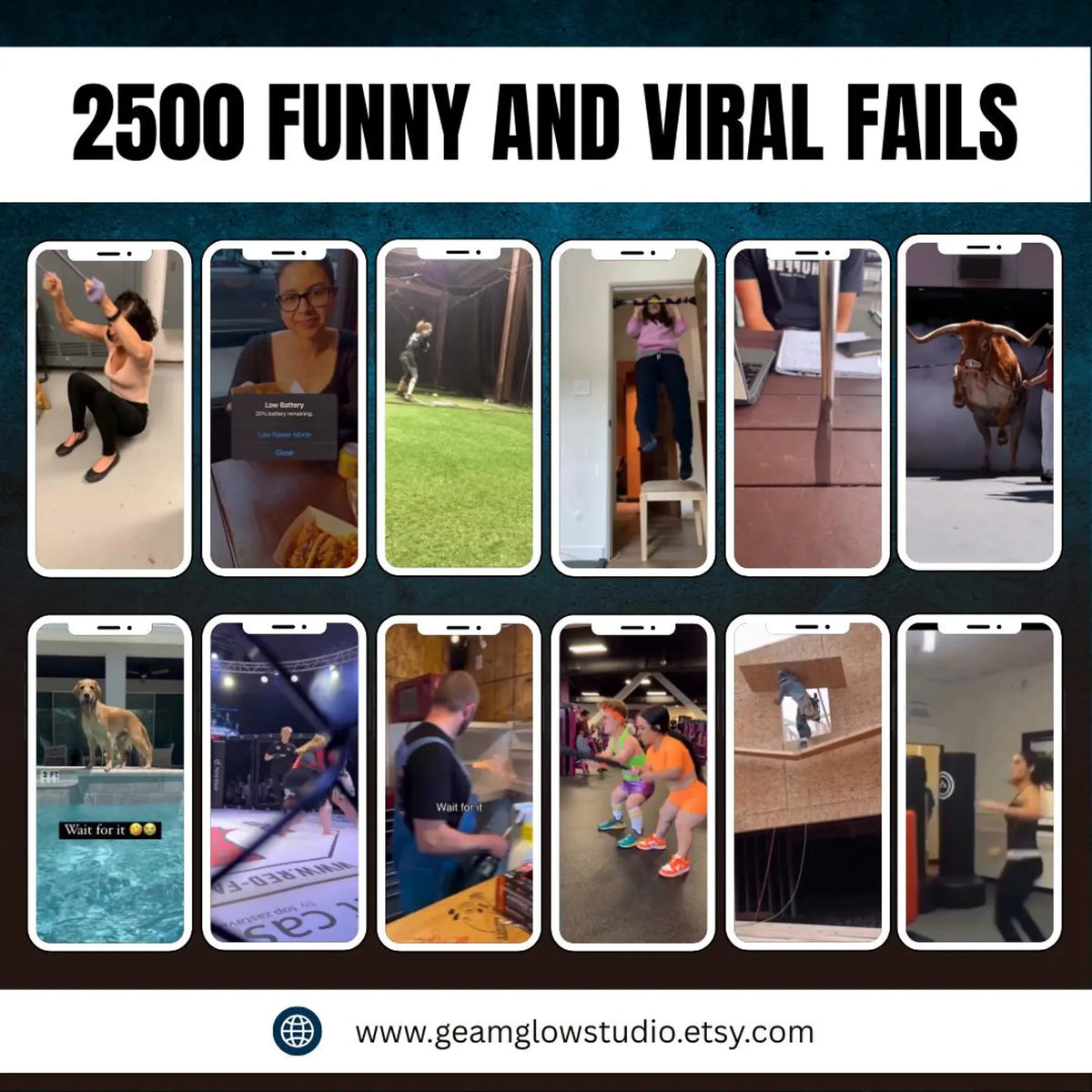 2500+ Funny Fails Viral Videos Bundle  TikTok Reels, YouTube Shorts & Instagram Content  PLR + MRR Faceless Video Pack