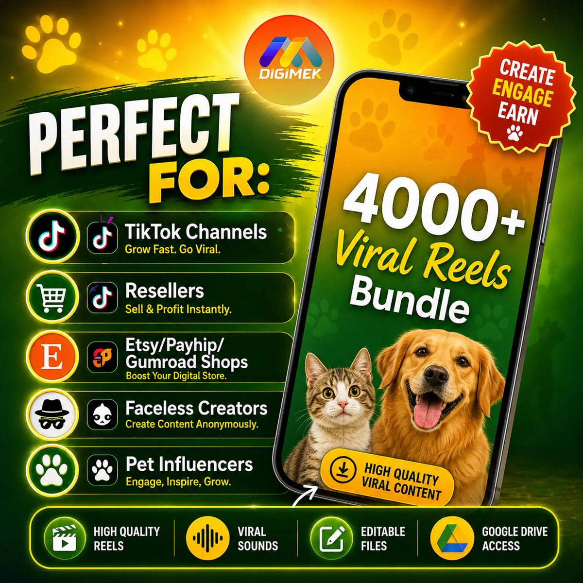 4000+ Viral Pet Videos Dog & Cat Reels, PLRMRR Rights