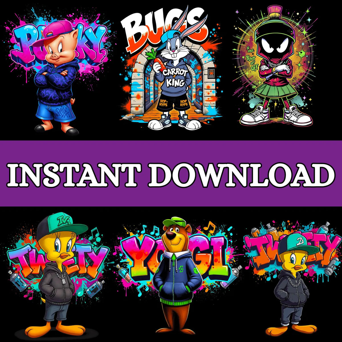 50+Cartoon Character T-Shirt Design Bundle – Digital Download PNG – 300 DPI High-Resolution Printable Art