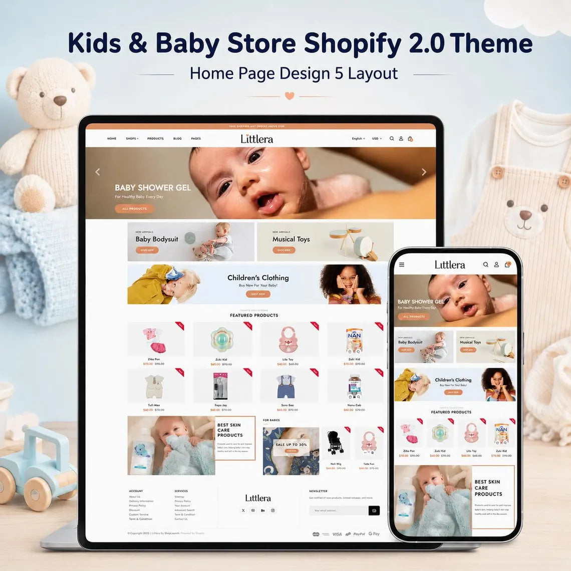 Baby Store Shopify Theme | Kids Clothing, Toy Shop & Nursery Ecommerce Template, Shopify 2.0 | Digital Download