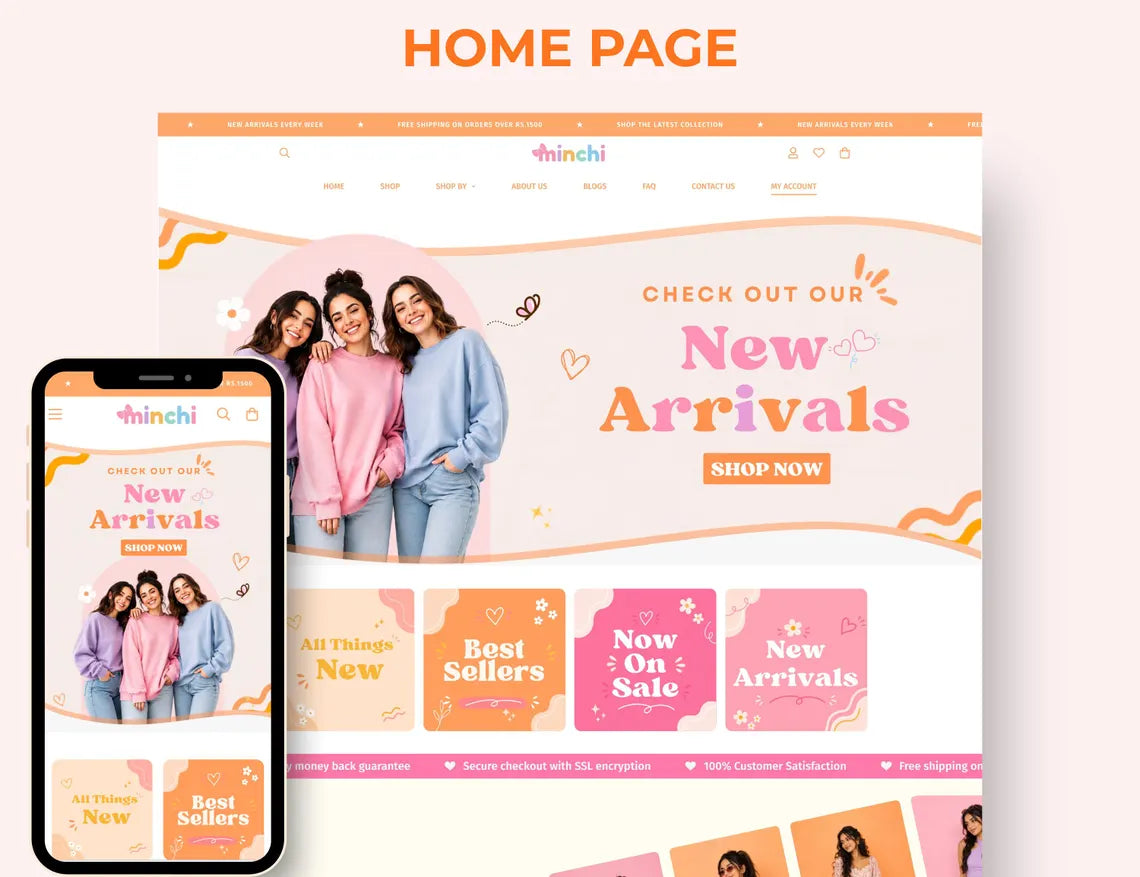 Best Peach Melody Boutique Shopify Theme | Pink Shopify Template Feminine, Minimal & Cute Design | Editable Canva Templates | Shopify OS 2.0