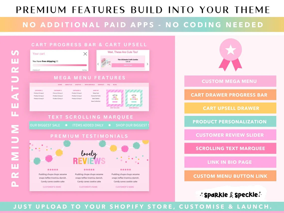 Craft Shopify Theme | Website Template for Handmade Businesses and Creative Shops | Canva Website Banners - HGS01 Sparkle & Speckle