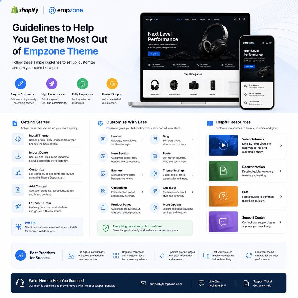 Empzone Shopify Theme | Modern Marketplace Web Design, Mega Catalog Layout (Digital Download)
