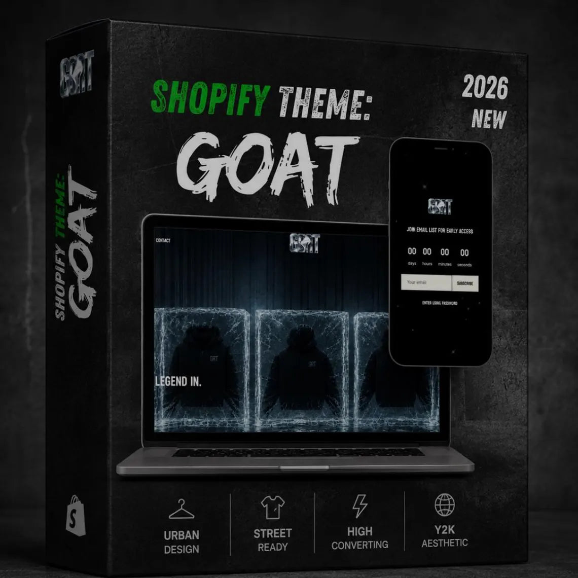 GOAT Shopify Theme – Streetwear, Urban, Y2K Fashion Website Template (Digital Download)