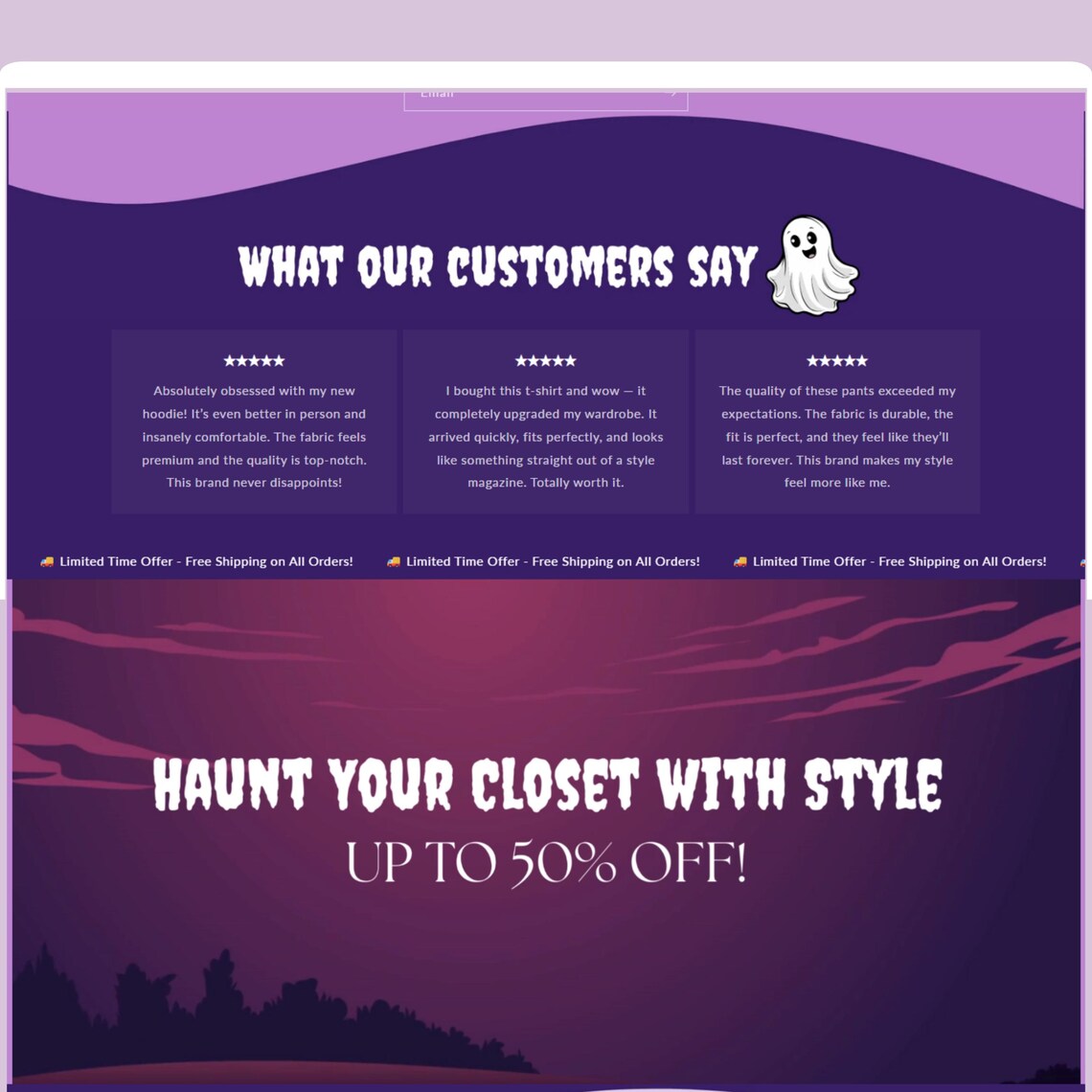 Halloween Shopify Theme | Spooky Boutique Website Design Template, Shopify 2.0 Editable Canva Banners