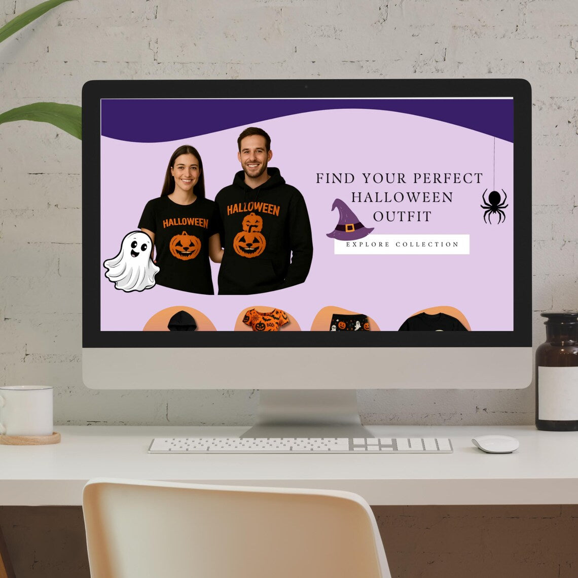 Halloween Shopify Theme | Spooky Boutique Website Design Template, Shopify 2.0 Editable Canva Banners
