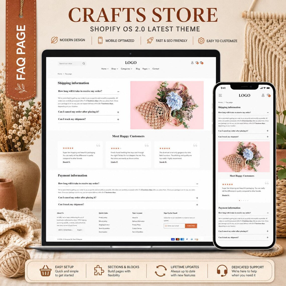 Handmade Shopify Theme | Craft Store Template, Artisan Boutique Website, Shopify OS 2.0