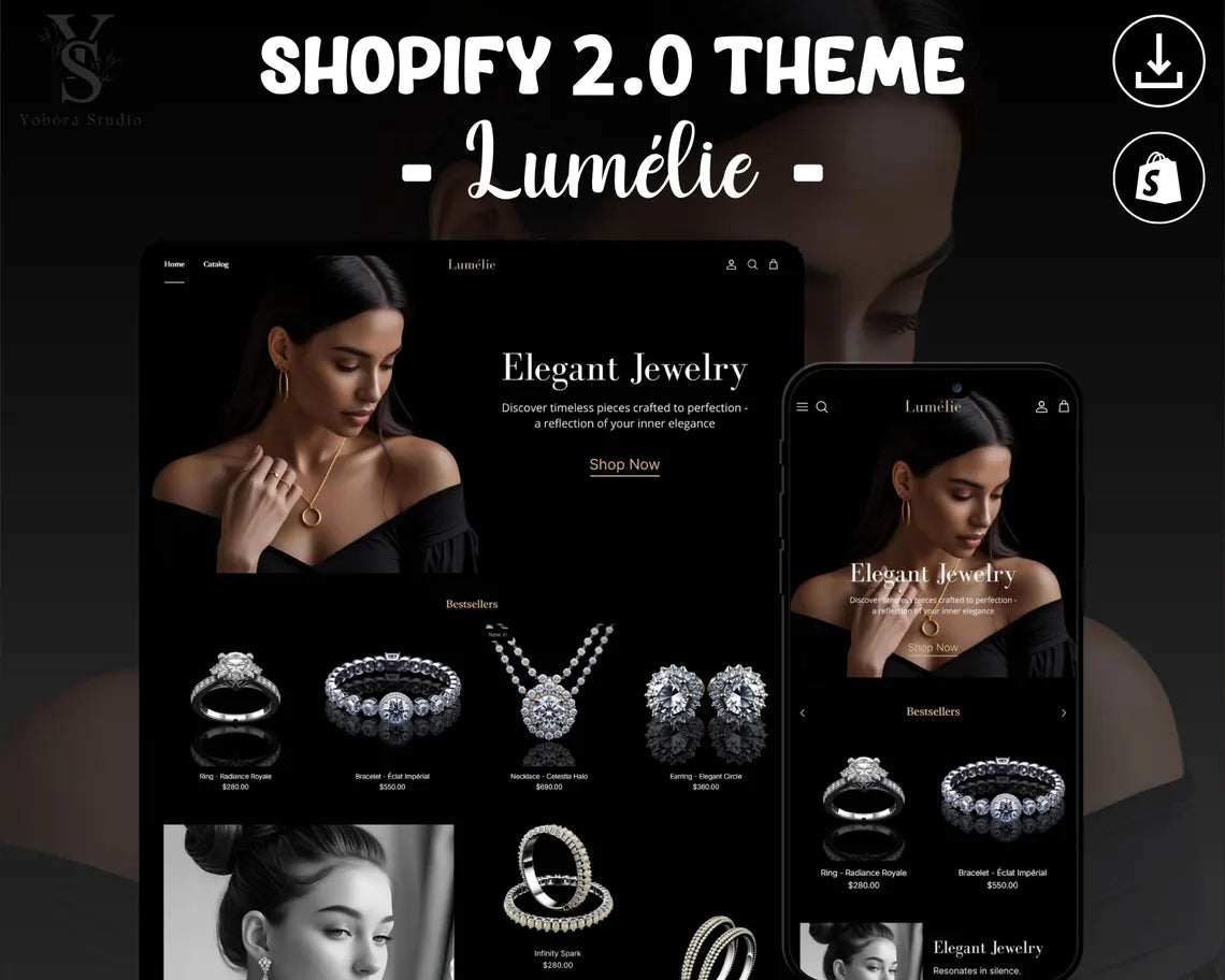 Jewelry Shopify Theme | Elegant Jewelry Ecommerce Theme | Boutique Accessories Website Template