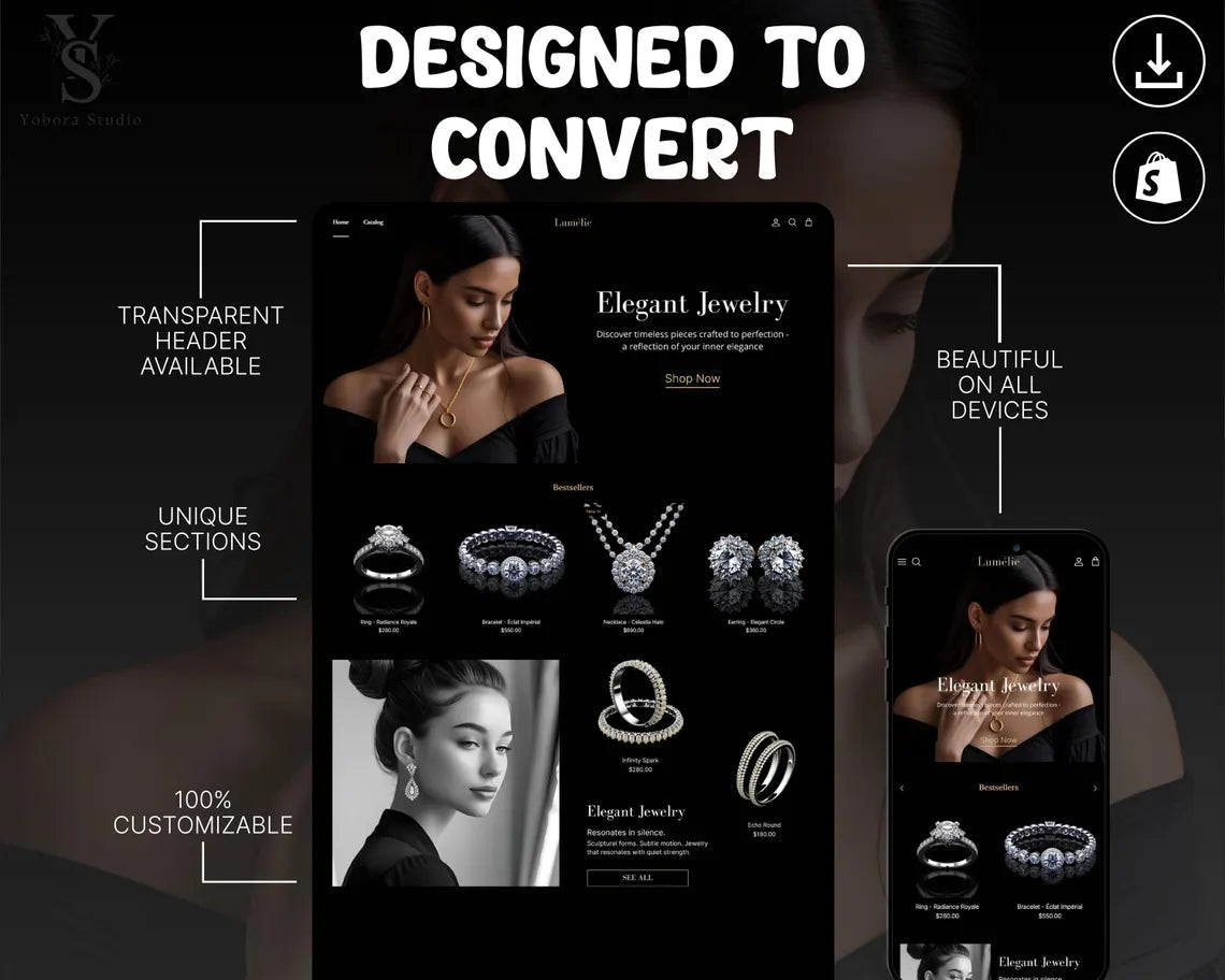 Jewelry Shopify Theme | Elegant Jewelry Ecommerce Theme | Boutique Accessories Website Template