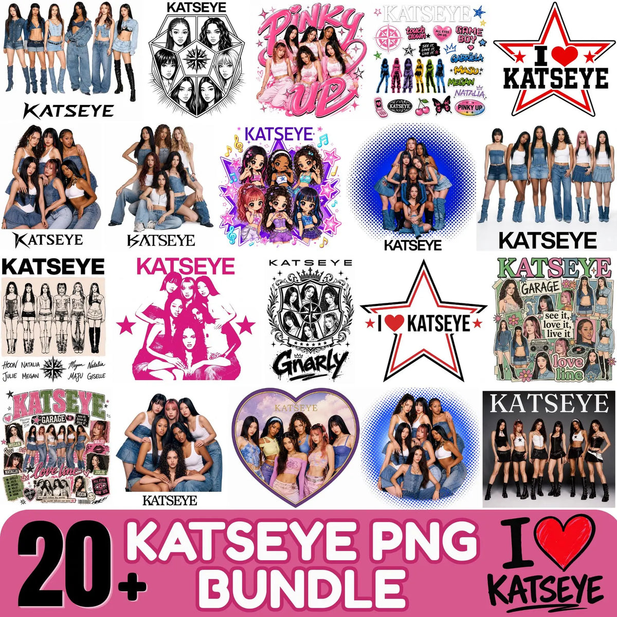 Katseye "Beautiful Chaos Tour" T-Shirt PNG Bundle Ready to Print Retro Pop Vibes Graphic PNG Beautiful Chaos Vintage Aesthetic PNG