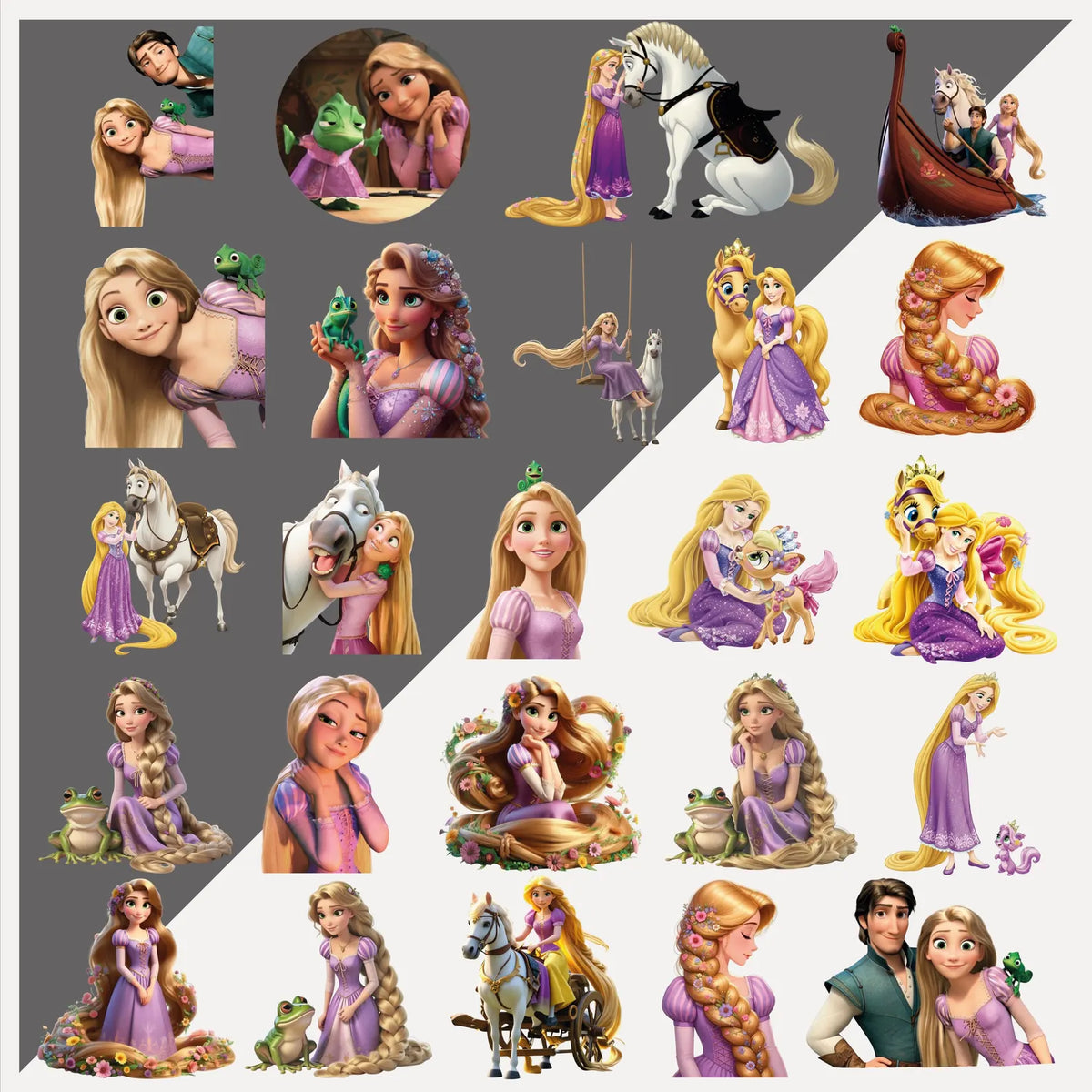 Rapunzel PNG Clipart Bundle Princess Character Digital Set