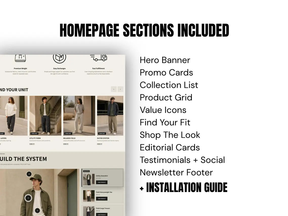 Utility Streetwear Shopify Theme Clothing Shopify Template Fashion Boutique Website Theme Shopify 2.0 Store Template for Apparel Brands